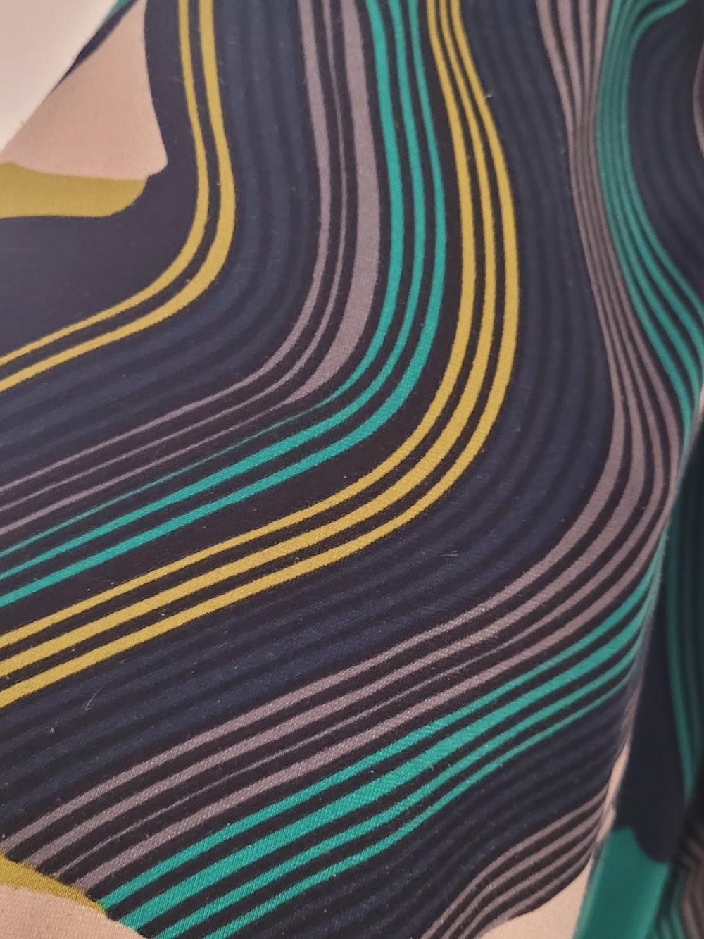 BCBGMaxAzria Abstract Print Flutter Sleeve Midi Dress Blue Teal Yellow - Picture 5 of 10